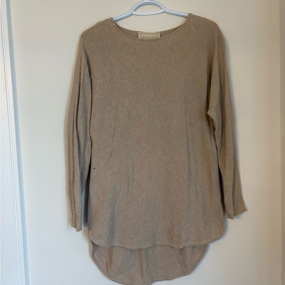 Michael Kors Beige and Gold Hardware Long Sleeve Knit Top Size Medium - Picture 2 of 6